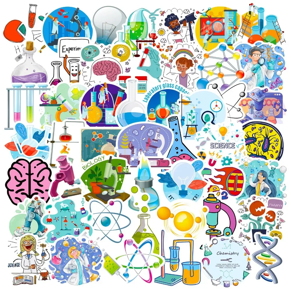 Kids Toys Vintage - 50PCS Cartoon Science Lab Sticker Aesthetic