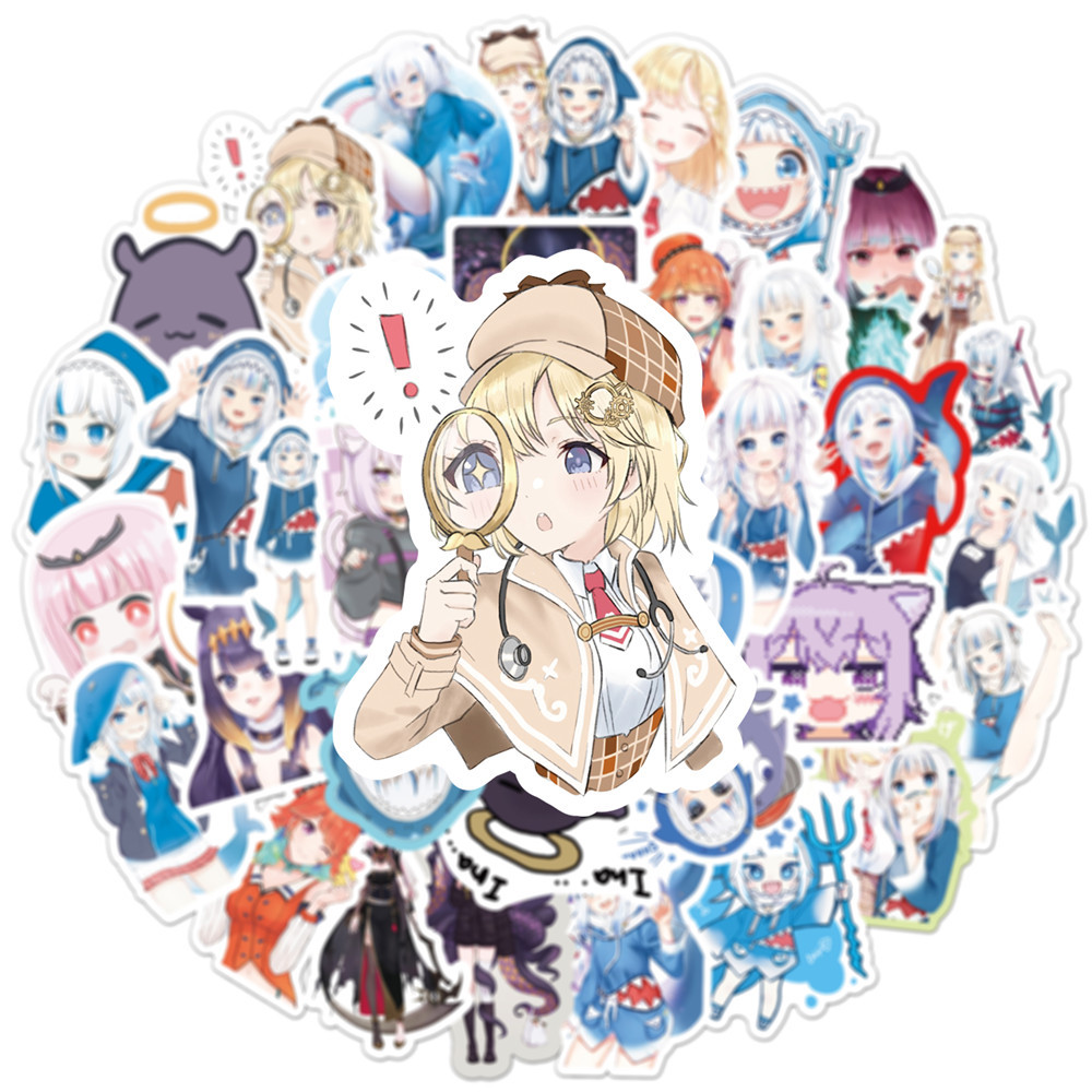 Kids Toys Cartoon Images - 10/50PCS Gawr Gura Stickers Shark Girl