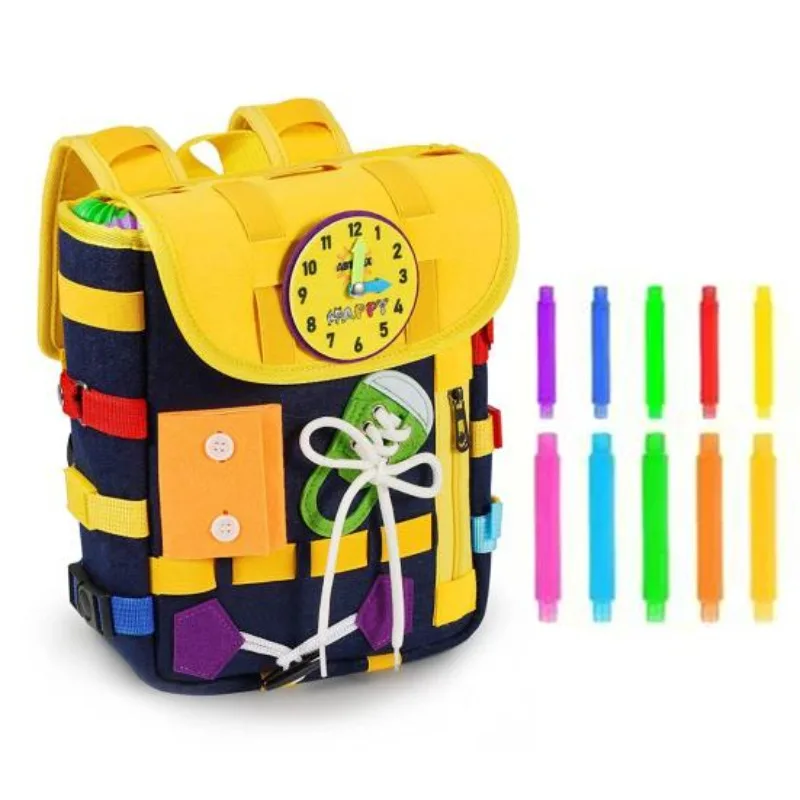 Kids Zipper Toys - Montessori Felt Backpack for Toddlers with